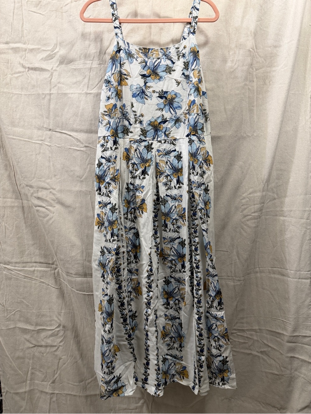 Lane Bryant White Dress with Blue and Yellow Floral Print